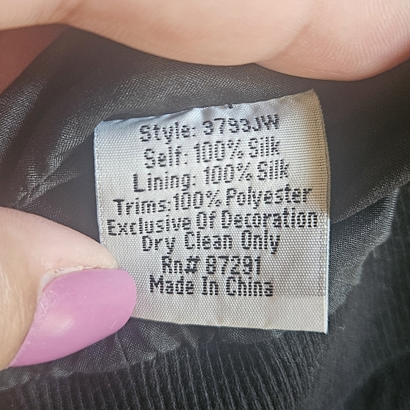 Johnny Was LA Vintage Silk Embroidered Bird Jacket Black Size Small - Picture 11 of 11